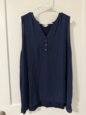 Maurices Navy Sleeveless V-Neck Button Front Camisole